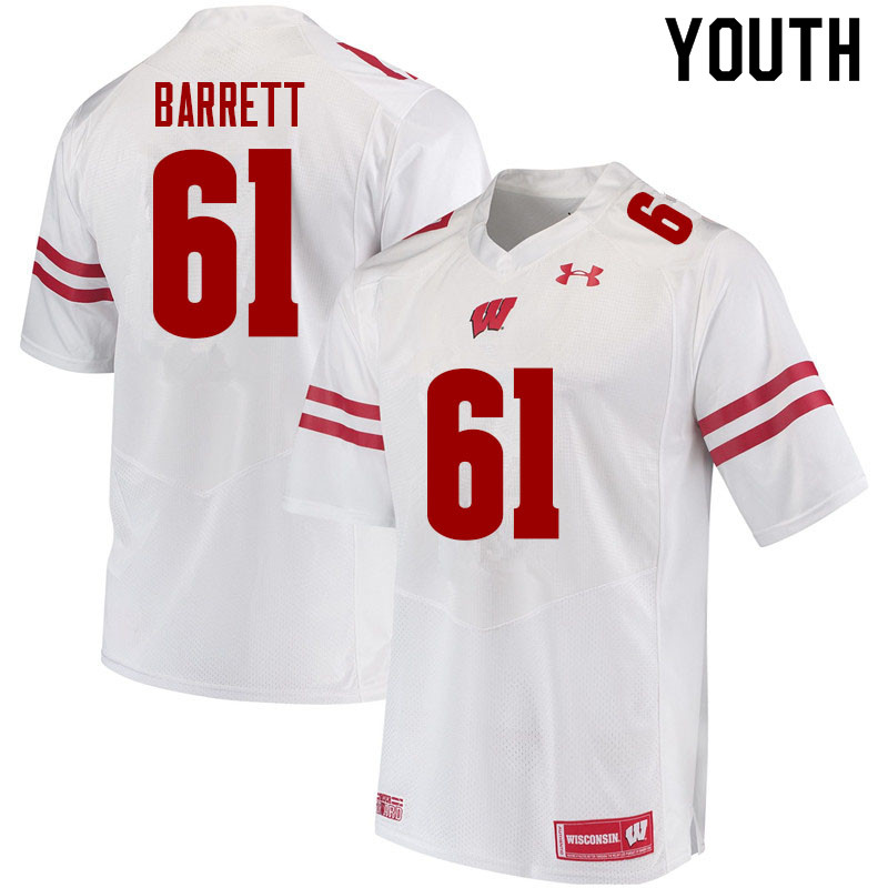 Youth #61 Dylan Barrett Wisconsin Badgers College Football Jerseys Sale-White - Click Image to Close